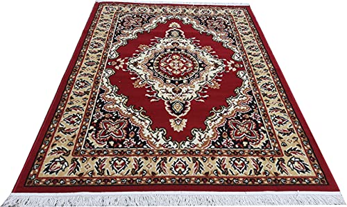 Image of Acrylic Rectangular Carpet for Hall | Mat for Living Room | 6x8 Feet Red | Anti-Skid Carpets | Carpet for Bedroom Floor | Galicha for Hall | Home & Decor (180x230 CM - Red Color)