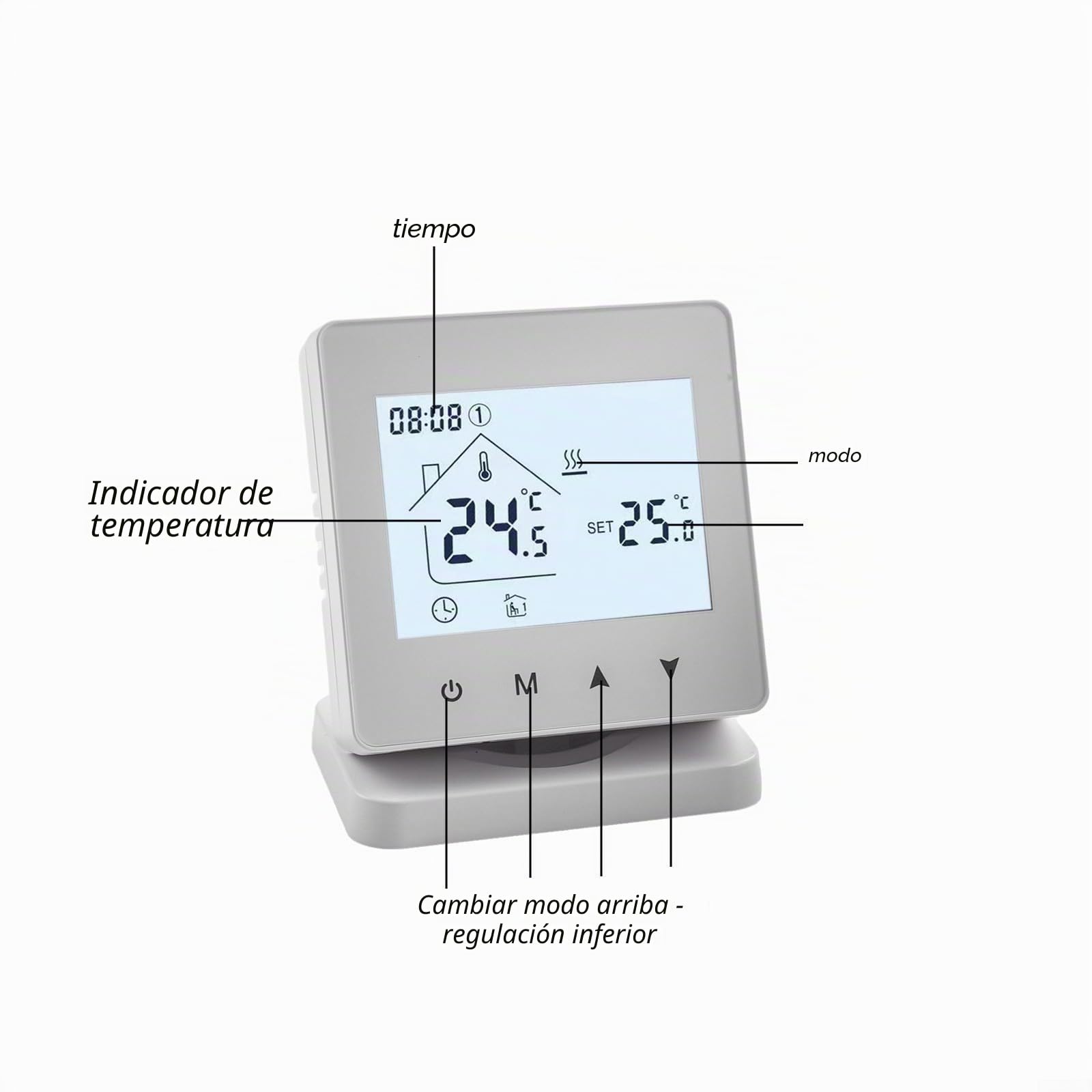 Termostato inalámbrico inteligente diseñado para calefacción de agua de caldera de gas con receptor remoto, fuente de alimentación USB/batería y compatibilidad con aplicaciones (con WiFi)