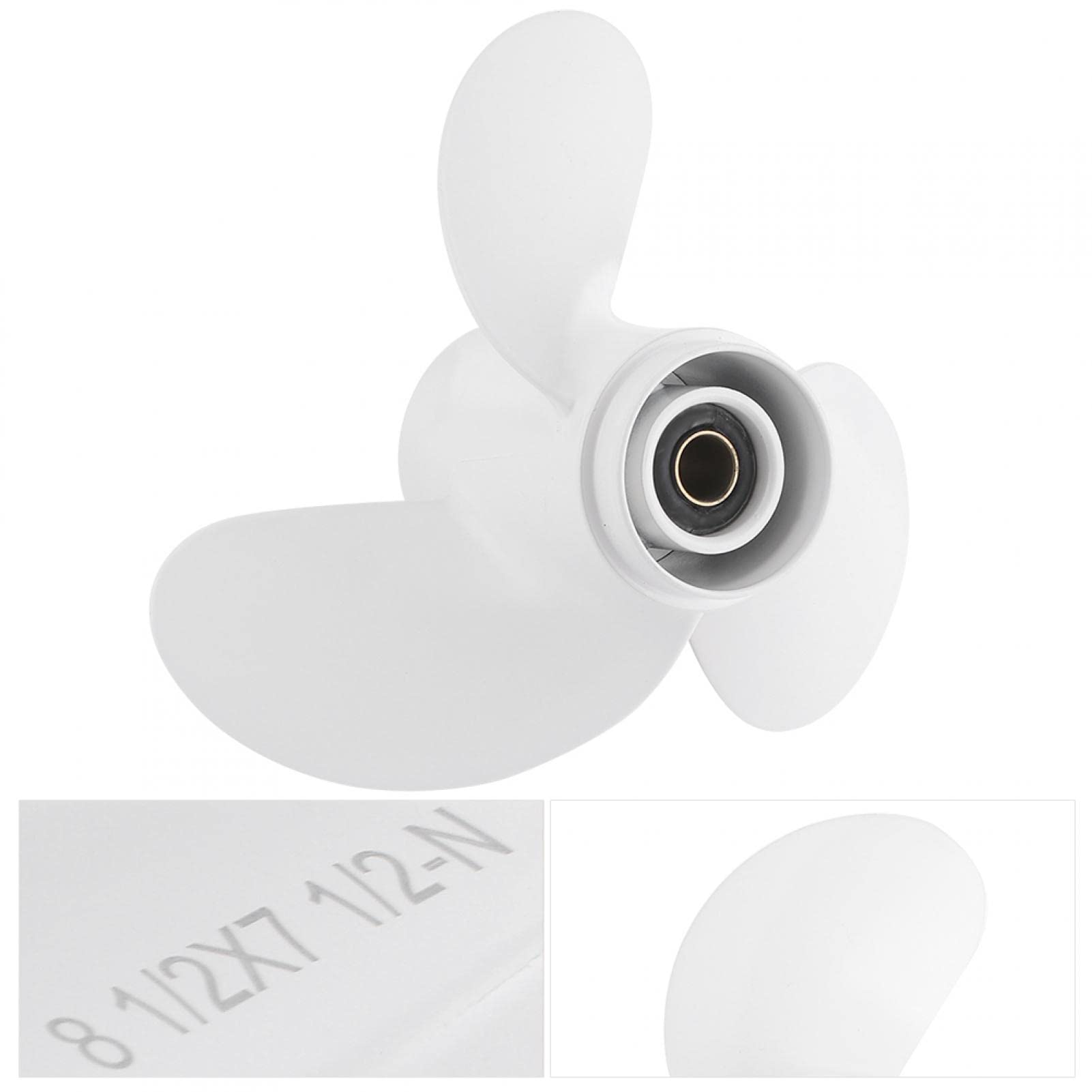 Elica fuoribordo, 7 denti scanalati 3 pale 6g1-45943-00-el 8 1/2 x 7 1/2 adatta per motore fuoribordo motore fuoribordo marino elica in lega di alluminio bianco