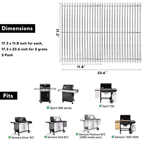 Hisencn 7639 Grill Grates For Weber Spirit I & Ii 300 Series E310, E320, E330, S310, S320, 17.3 Inch Steel Grate For Spirit 700, Weber 900, Genesis Silver B C, Genesis Gold B C, Genesis Platinum B C #TOP2