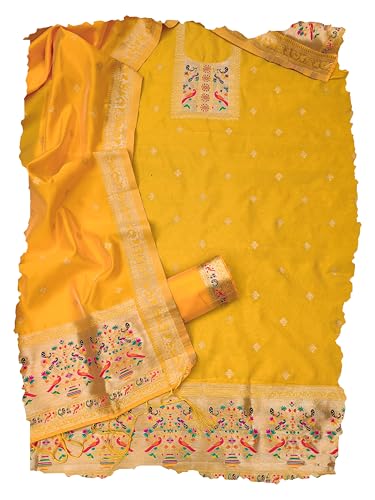 Image of DEVANGI Women's Banarasi Silk Unstitched Salwar Suit Dress Material With Dupatta
