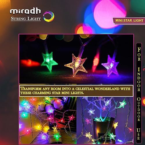 Image of MIRADH 14 Star Shape String Led Light 3 Meter led Lights for Home Decoration Plug in Fairy String Lights, Diwali Lights for Decoration for Home Still Mode Only Strip Lights (14 Star Multicolor)