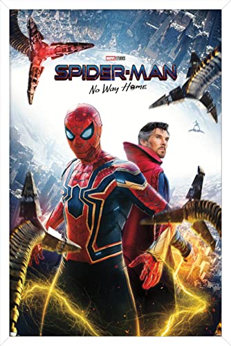 Trends International Marvel Spider-Man: No Way Home - Key Art Wall Poster, 14.725" x 22.375", White Framed Version