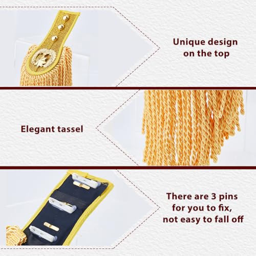 Image of SUPERFINDINGS 2Pcs Gold Cosplay Ringmaster Shoulder Tassel Shoulder Uniform Fringe Shoulder Golden Link Chain Epaulet Shoulder Brooch Pin Epaulettes Clothes Decor for Men and Women Cosplay Carnival