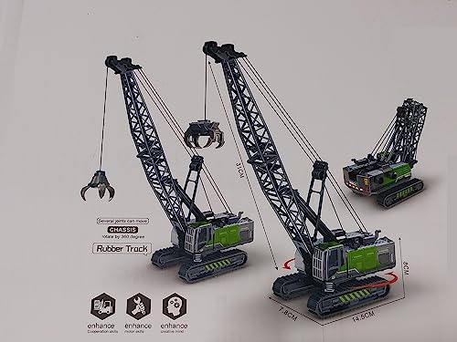 Image of Friction Powered Long Crane Toy for Kids Boys Die Cast Alloy Model Tower Crane Crawler Car Engineering Excavator Construction Truck Toys Pull Back Vehicle Gift (Multicolor)