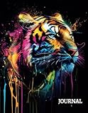  Abstract Tiger Journal: Wide Ruled  Gift For People Who Love Cats, Wildlife Animal Lovers  For Back To School, Office, Work  8.5 x 11 Inches  111 Pages  v7