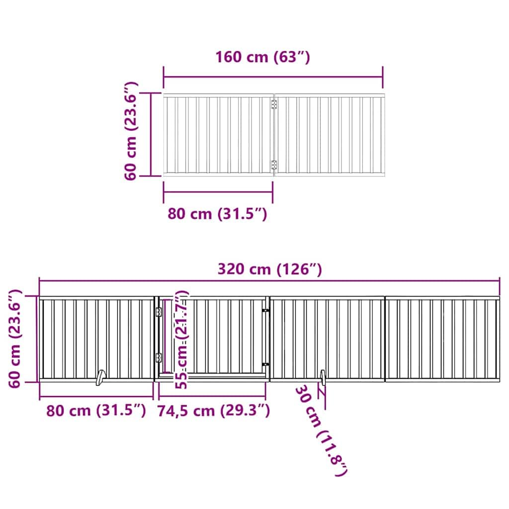 10-TLG - Portería para perros de madera de álamo, 800 cm, plegable, con puerta independiente, para jardín, terraza, patio, protección segura para perros, cachorros, zona de juego