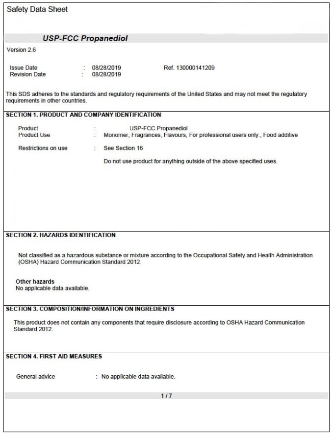 Miniatura 5 de 1,3 Propanodiol - Grado Alimenticio - USP