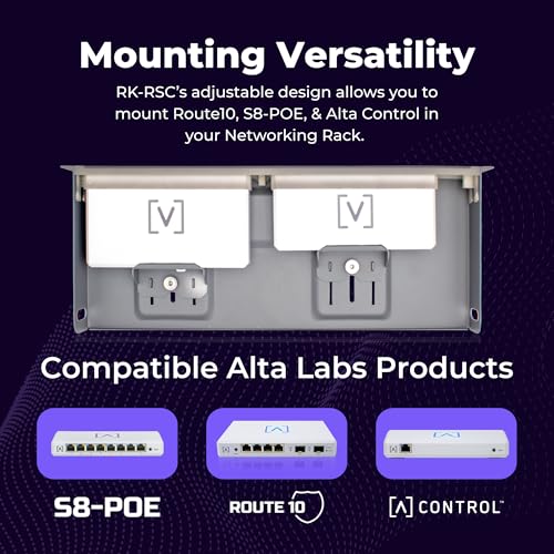 Image of Alta Labs RK-RSC 1U Rack Mount | Dual Side-by-Side Mounting Bracket for Route10, S8-POE & Alta Control | Fits Standard 19-Inch Networking Racks | Heavy Steel Construction for Enterprise Networking