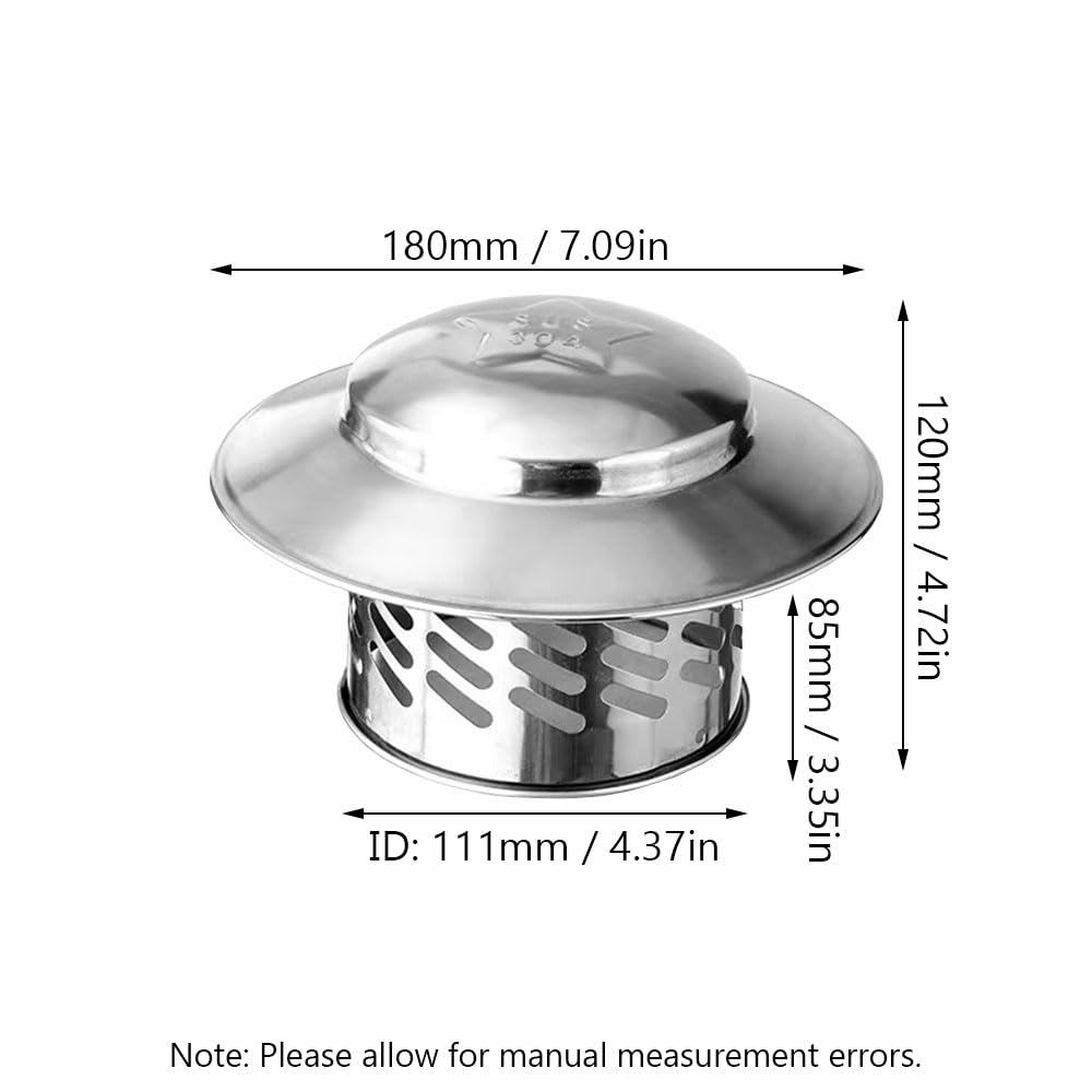 Tapa de chimenea de acero inoxidable 304, diseño en forma de paraguas, resistente a la lluvia y a la corrosión, cubierta de lluvia con protector de pájaros para estufa, tubos de ventilación de techo