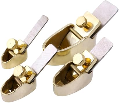 Brass Mini Planes,violin thumb plane,round bottom finger planes with Steel Blade for Guitar Violin Making Tools (4 pcs)