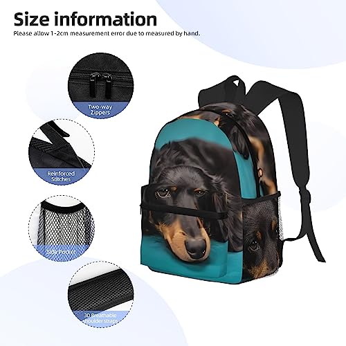 PartyUnix Niedlicher Rucksack mit Hunde-Motiv, leicht und bequem, große Kapazität, geeignet für Schule, Arbeit, Reisen, Schwarz , One size
