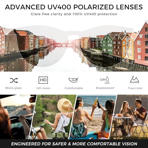 Image of SUNGAIT Original Design Trendy Sunglasses Polarized Vintage Round Classic Retro Style for Women and Men(2026 Transparent Frame /Blue Mirror Lens)