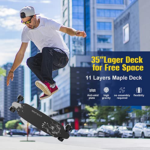 Cool&Fun Electric Skateboard With Remote, 400W Brushless Motor, 3 Speed Adjustment, Load Up To 265 Lbs, Electric Longboard For Adults & Teens, Maple Wood #TOP5