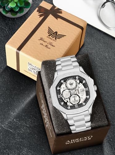 Image of Godfather Square Chrono Look New Golden Date Working Stainless Steel Strap Boys Analog Watches