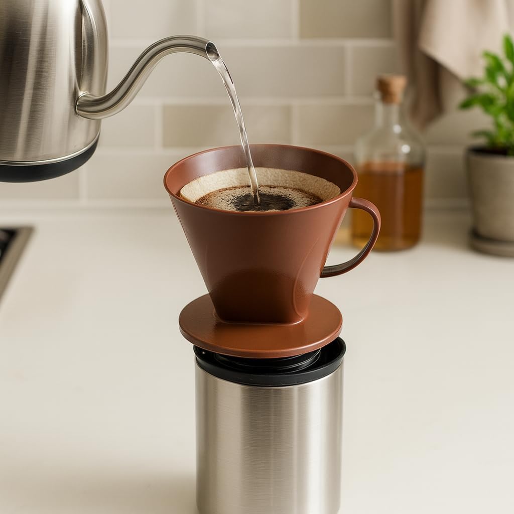 Coador de Café Nº 103 com Adaptador para Garrafa Térmica – Suporte para Filtro de Papel, Preparo Manual, Plástico Resistente, Café Coado Perfeito em Casa, Escritório ou Viagem Coador de Café Nº 103 com Adaptador para Garrafa Térmica – Suporte para Filtro de Papel, Preparo Manual, Plástico Resistente, Café Coado Perfeito em Casa, Escritório ou Viagem