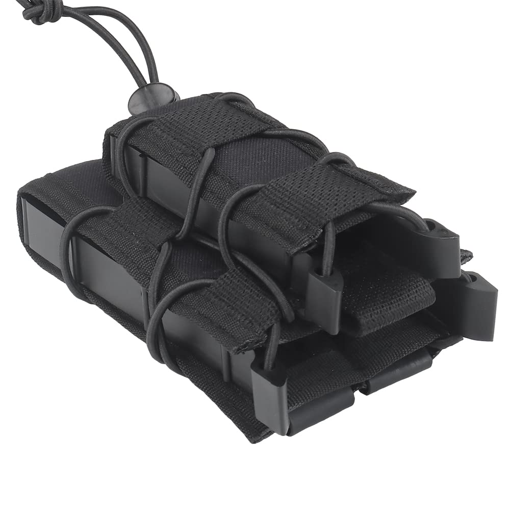 Huenco Tactical Mag Pouch 9MM, 45APS, 5.56MM, 7.62MM Pochettes pour Chargeur de Fusil Porte-Chargeur de Pistolet Airsoft Softshell Molle Mag Carrier Equipement de Chasse
