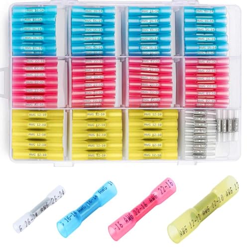 Chanzon Heat Shrink Butt Crimp Connectors Kit Waterproof Marine Grade