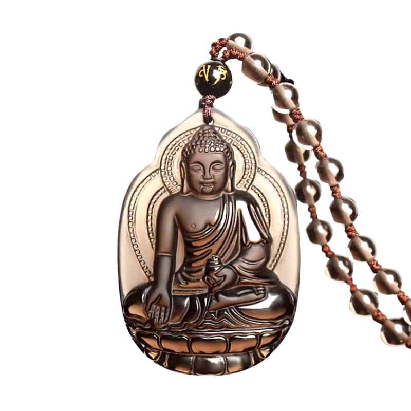 Natural black ice obsidian sakyamuni buddha Herbalist buddha necklace Amulet pendant bead with adjustable chain for women or men
