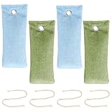 Culinavog Aktivkohle Schuh Geruchsfresser, 4x75g Bambuskohle Geruchsneutralisierer Feuchtigkeitsabsorber, Wiederverwendbare Geruchsentferner für Auto, Schrank, Bad, Schlafzimmer, Schuhschrank