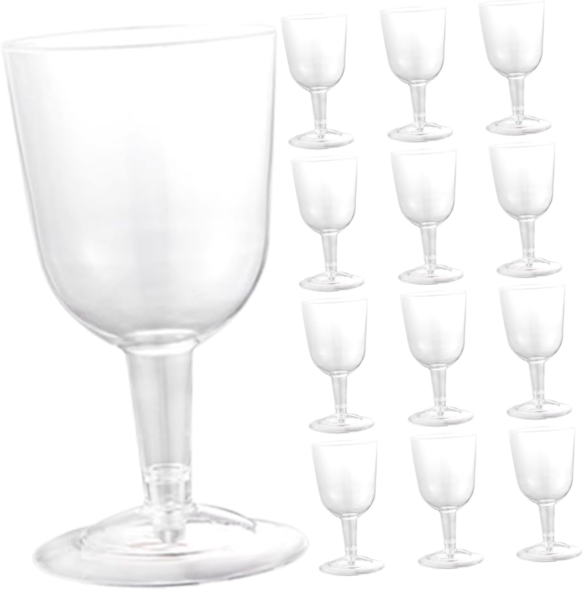 48Pcs Clear Plastic Wine Goblet Reusable Detachable Bottom Cocktail Cups for Parties Elegant Party Drinkware for Wine