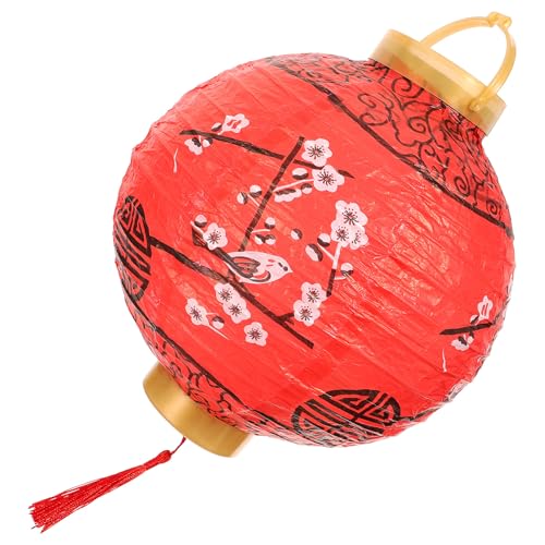 Beavorty Linterna Colgante de Papel Roja Estilo Japonés Diseño de Flor de Ciruelo, Linternas Redondas Plegables para Decoración de Jardín y Fiestas, sin Batería, Pantalla Luminosa