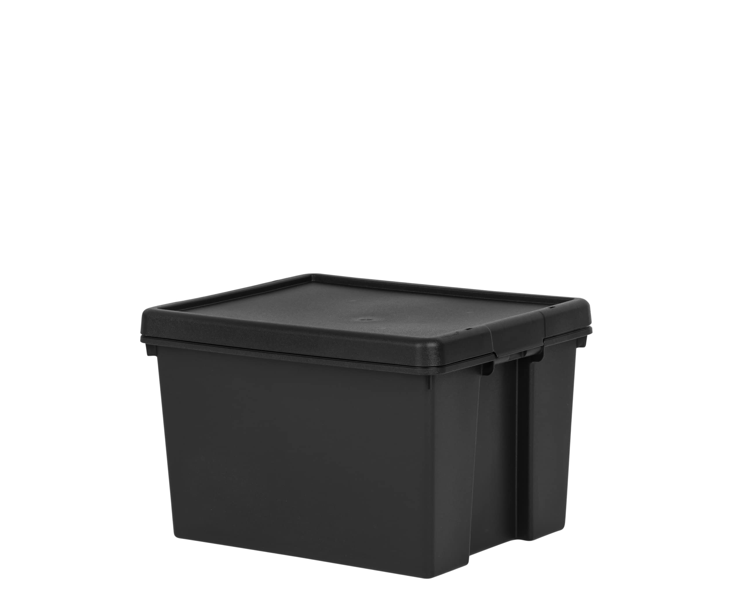 JMS we create smile - Black Bam 100% Recycled Super Strong Impact Resistant Re-Usable Storage Boxes With Lids 45 Litre 49.00 x 39.50 x 32.00 cm (1 Box)