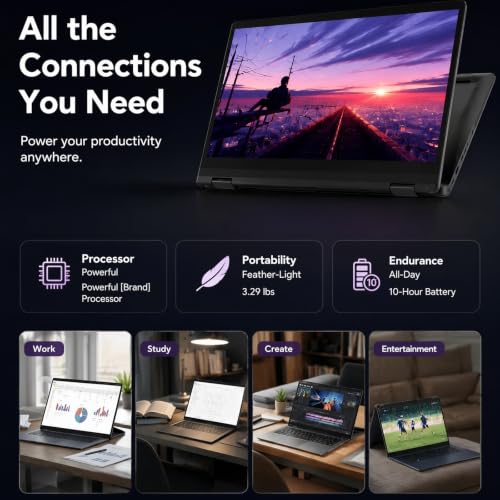 Image of Lenovo Chromebook Touchscreen Laptop 2-in-1 Tablet-14inch WUXGA