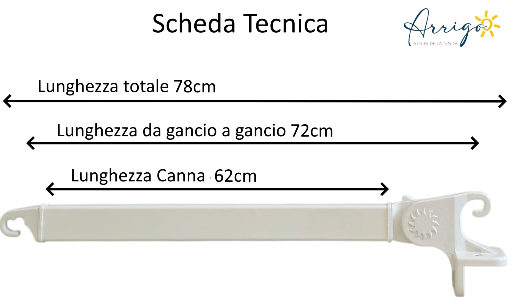 Coppia Bracci per Tende da Sole Universali in Alluminio Verniciato Compatibili Tempotest Parà 70 cm Avorio