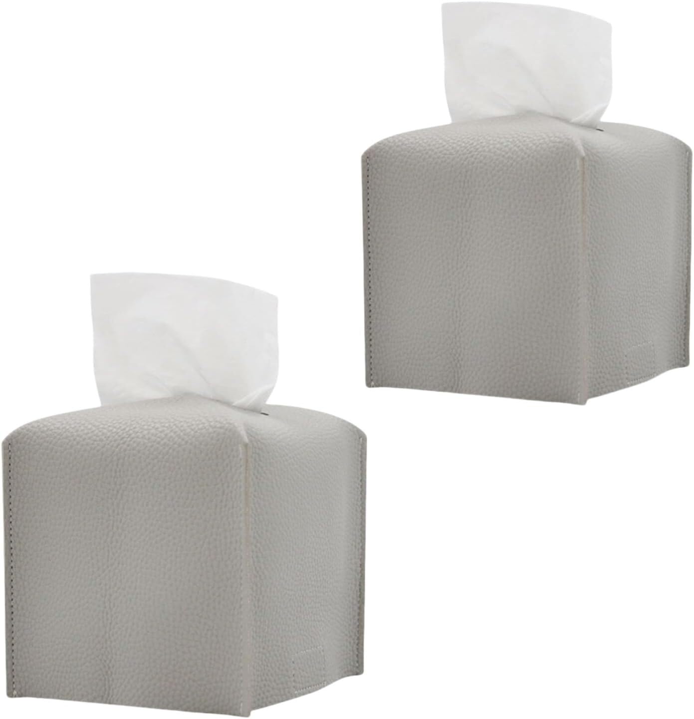 Boîte à mouchoirs carrée en cuir PU noir lot de 2 distributeurs de 12.7 cm pour commode et table