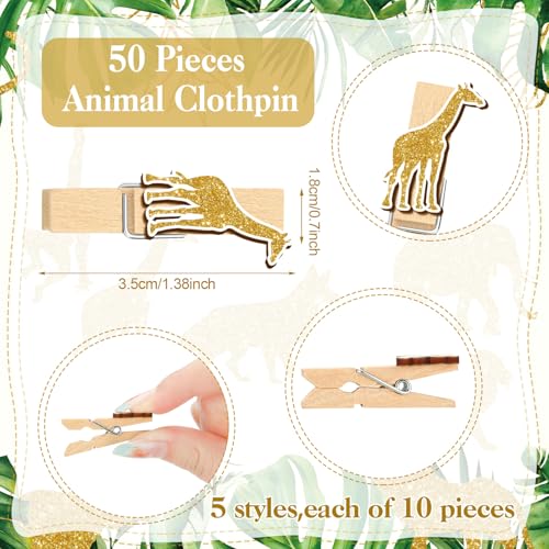 Image of Patelai 321 Pcs Safari Jungle Baby Shower Decorations Safari Jungle Animal Baby Shower Games 5 Set Golden Don't Say Serve 50 Guests for Wild One Gender Reveal Birthday Party Decorations Supplies