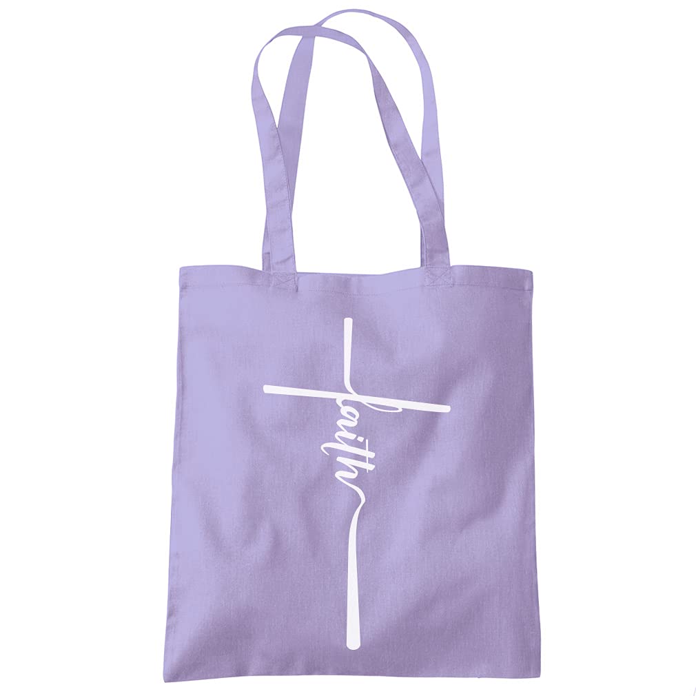 HotScamp Faith - Tote Shopping Bag - Christian Cross Jesus One size lavender purple