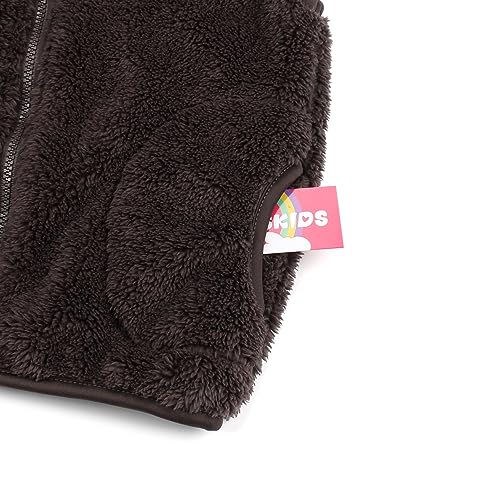 Image of JESKIDS Girls' Boys Sherpa Fleece Vest Outwear Lightweight Solid Color Cute Jacket with Pockets 2-11 Years