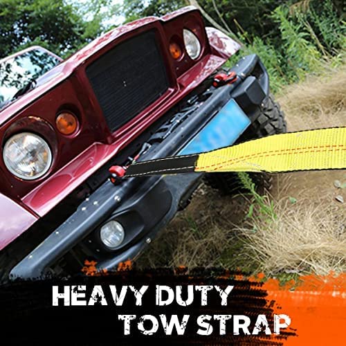 Tow Strap Heavy Duty 2" X 20 Ft,20,000 Lbs Break Strength Reinforced Tree Saver Straps,Use For Emergency Towing Rope,Vehicles,Boats,Jet Ski,4X4 Off Road Tow Truck Camper Accessories Travel Essentials #TOP5