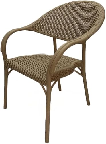 كرسي من برنس بلاست، مصنوع من البلاستيك بتصميم راتان من تشكيلة الأسورة مان، باللون البيج، أبعاد 63 سم × 64 سم × 82 سم