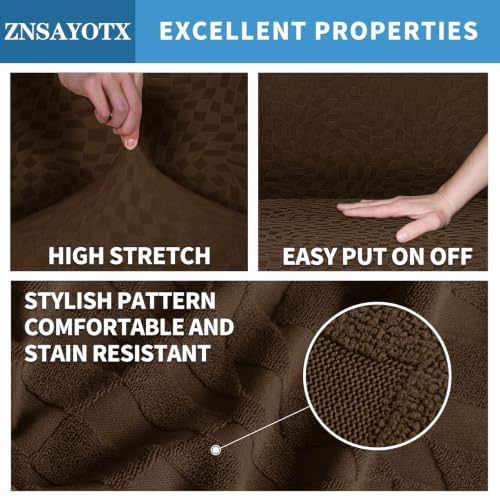 Image of ZNSAYOTX Stretch Recliner Cover 4-Piece (24 inch-37 inch) Super Soft Recliner Chair Covers with Big Pocket & Anti Slip Ties Stay in Place, Lazy Boy Reclining Slipcover Easy to Put on Off Washable, Coffee