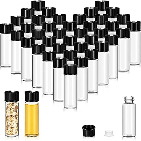 Lallisa 80 Pcs Clear Glass Vial Glass Sample Vial Clear Bottles with Screw Caps and Plastic Stopper Leakproof for Oil Sample Aromatherapy Fragrance Vials Lightweight Perfume Travel (5 ml) Cover