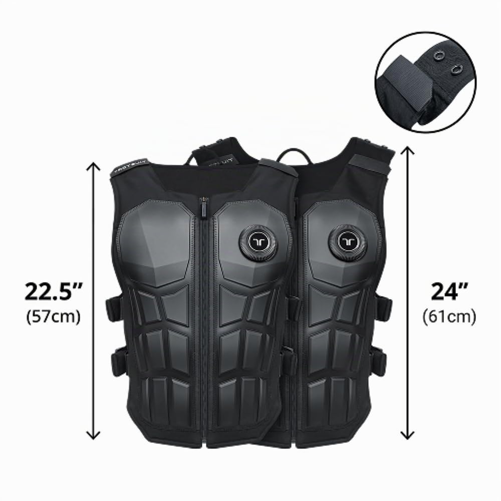 bHaptics TactSuit Pro, Veste haptique avec 32 moteurs, 13,5 heures de temps de jeu, 66-127 cm, Noir