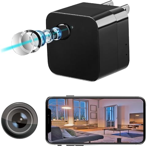 XSCQ Wireless Smart Spy Small 1080P USB Charger WiFi Camera with Night Vision Indoor Hidden Security Camera Baby Monitor Surveillance Security Cam Motion Detection with App Live Feed Cover