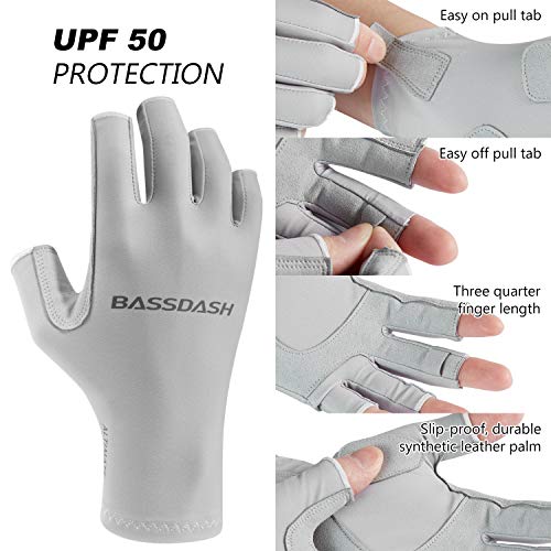 Image of Bassdash ALTIMATE UPF 50+ Women's Fishing Gloves UV Sun Protection Fingerless Gloves for Kayaking Paddling Hiking Cycling Driving Shooting Training