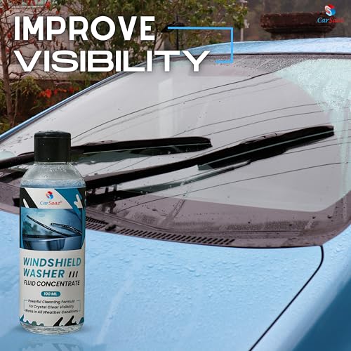 Image of CAR SAAZ Car Rain Ready Protective Combo | Includes: Car Shampoo, Windshield Washer, Exterior Body Polish, Applicator Pad & Microfiber Cloth | Monsoon Car Care Kit for Shine, Clarity & Protection