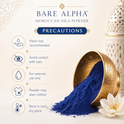 Image of Natural Nila Moroccan Blue Powder - 100gm (50g x 2) | 100% Natural Indigo Blue Powder for Skin Brightening, Tan Removal & Detox | Traditional Moroccan Hammam Beauty Treatment | Face & Body Care (100g)