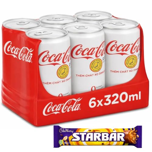 Coca-Cola Plus Zero Sugar & Zero Calories Soft Drink (Pack Of 6) 320ml Can By COUGAR | Japanese Formula with Dietary Fiber | Refreshing Cola Taste | Helps Reduce Fat Absorption | Premium Coca-Cola Beverage | FREE 1 Cadbury Starbar – (IMPORTED-JAPAN)