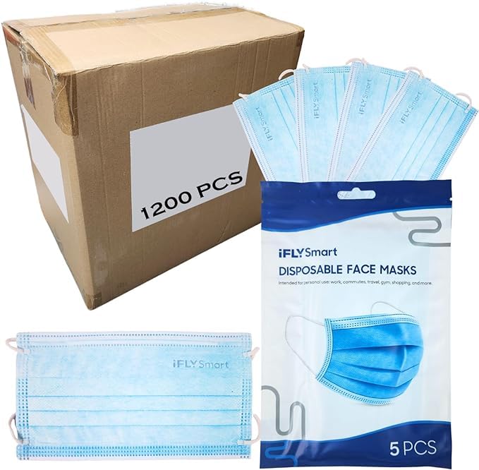 IFLY Smart Disposable Face Masks - 3ply - Meltblown Fiber Coth Blue