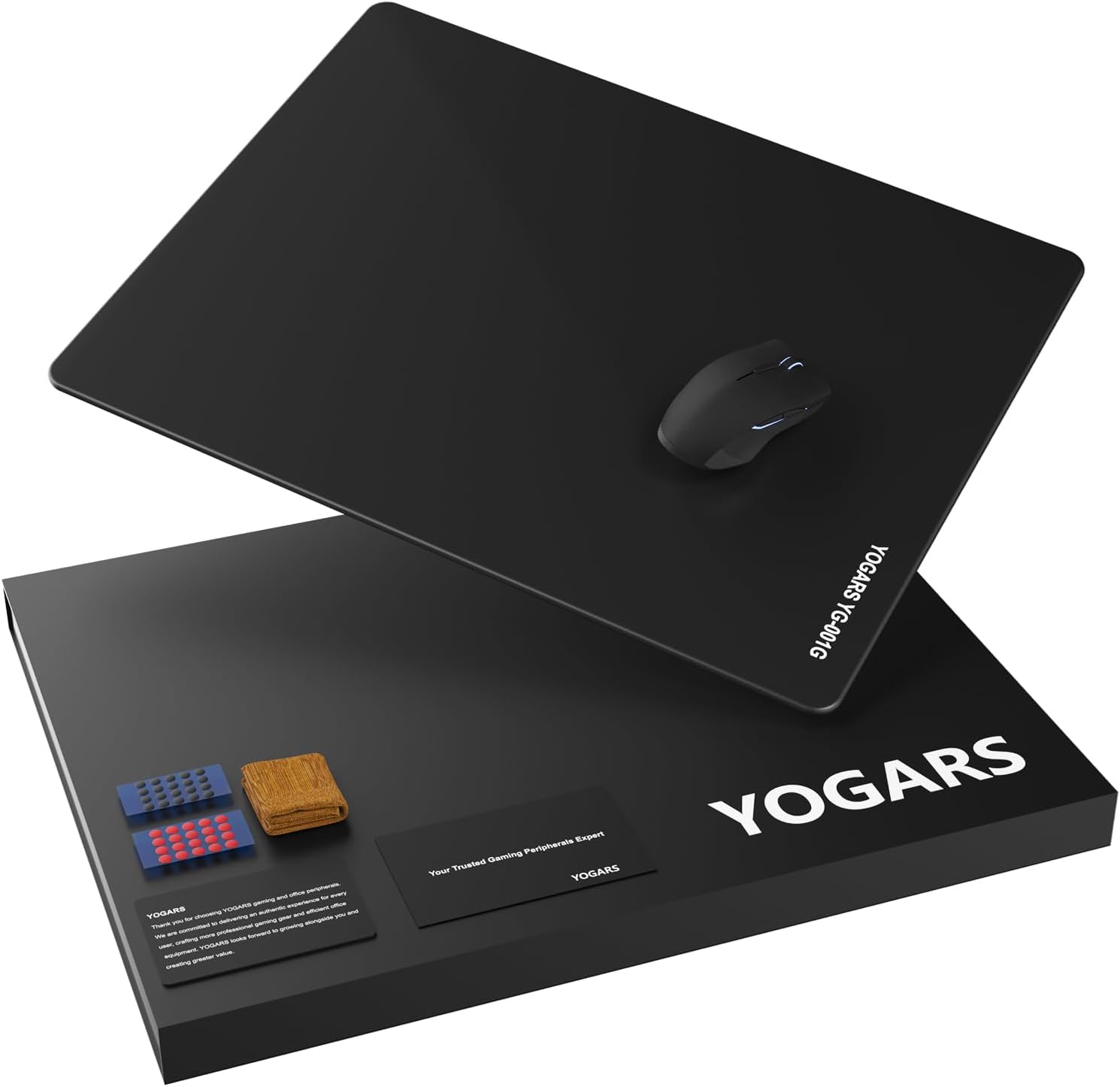 Tempered Glass Gaming Mouse Pad, Ultra-Smooth Micro-Etched Surface Speed & Control, Large 19.7"x15.7" Anti-Slip Base, Easy Clean Scratch Resistant for Esports and Work (Black)