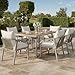 Xwiny Gartenmöbel-Set, Garten-Essgruppe für 6 Personen, 7-teiliges, 1 Tisch, 6 Stühlen, Tischplatte aus Kunststoffholz, Verzinktem Stahlrohr, Geflochtenem Seildesign, Alle Kissen Inklusive (6-Sitzer)