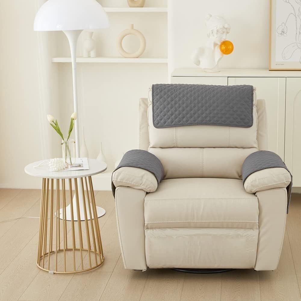 Waterproof Armrest & Headrest Covers for 3-Seater Recliner Sofa - Slip-Resistant, Leather Protection (Color: #1, Size: 3 Seater, 5pcs)