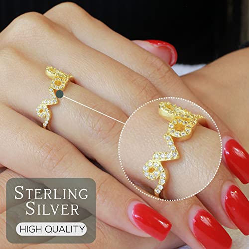 CloseoutWarehouse Cubic Zirconia Love in Script Ring 925 Sterling Silver (Color Options, Sizes 3-15)2