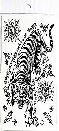 PP TATTOO 1 Sheet Tiger Sak Yant Yantra Talisman Amulet Muay Thai Tattoos Body Art Fake Tattoo for Women Men Teens Arm Temporary Tattoo Body Sticker