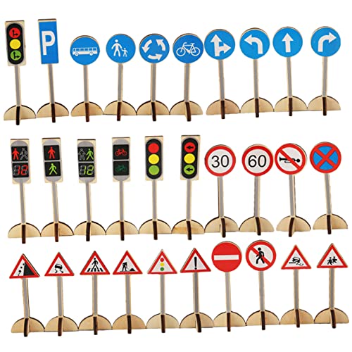 Sosoport 1Set Educational Traffic Sign Road Sign Models for Cognitive Learning Imaginative Play Traffic Safety Awareness Present